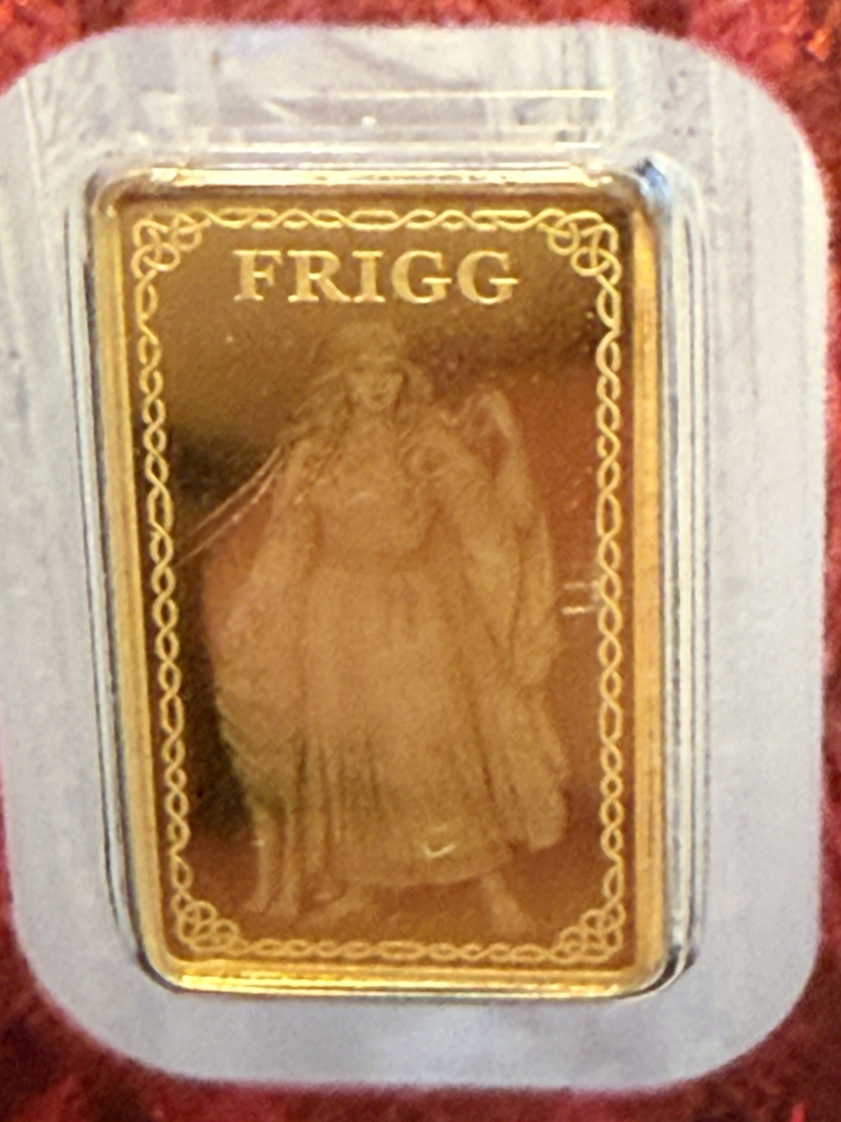 GERMANIA MINT 1/100 oz. .999 FINE GOLD PROOF FRIGG BAR IN ASSAY CARD
