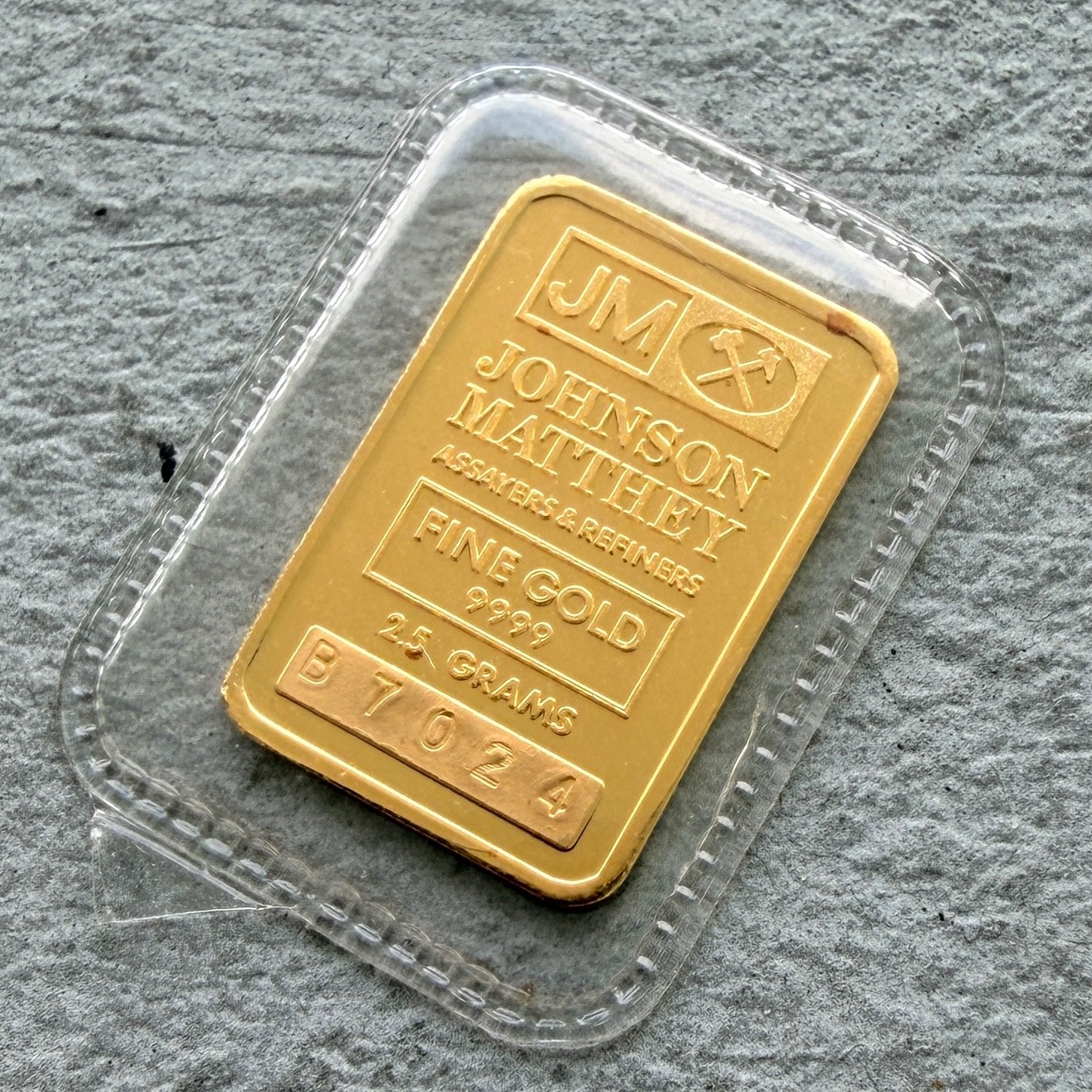 Johnson Matthey Sealed 2.5 Gram Gold Bar .9999 – B series