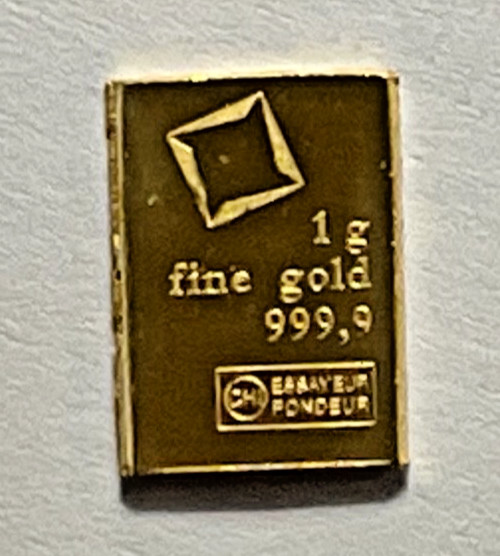 Lot Of 2- 1 Gram Gold Bar Loose -Valcambi Suisse .9999 Fine Gold, Secondary Mkt