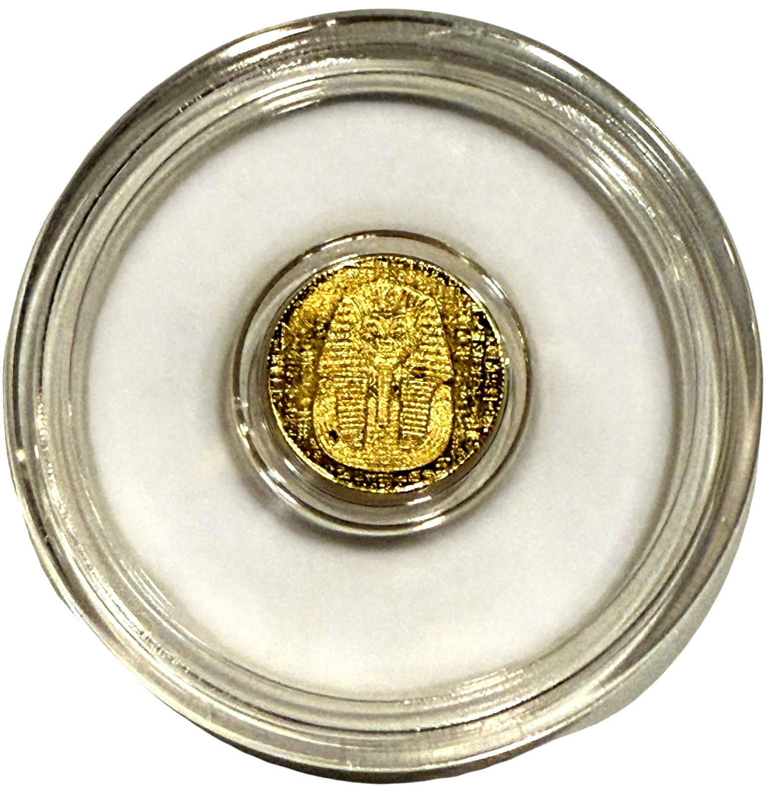 LOT X 2 MONARCH EGYPTIAN KING TUT & SCARAB .9999 FINE GOLD ROUNDS IN CAPSULE BU