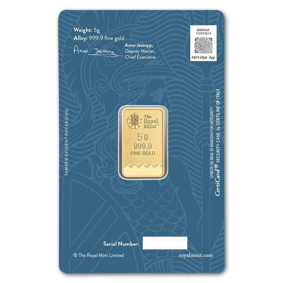 5 gram Gold Bar – The Royal Mint Britannia (New Assay)