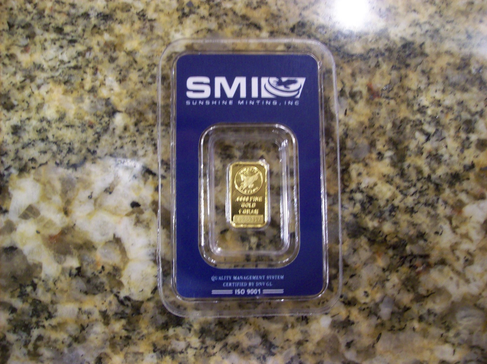 1 Gram Gold Bar .9999 Sunshine Mint / New in Assay Certificate / #A135317