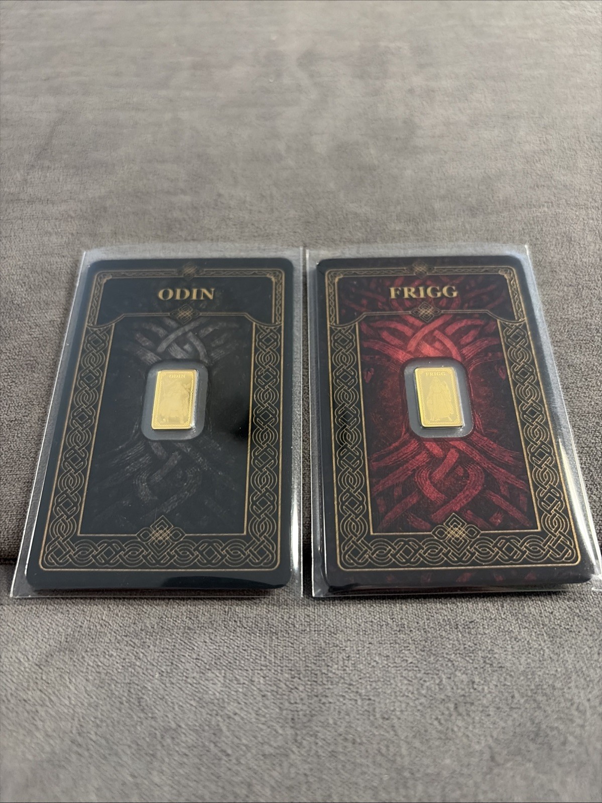 Gods Of Germania Mint Pair – Odin & Frigg Each 1/100 Oz Fine Gold AU 999.9 Proof