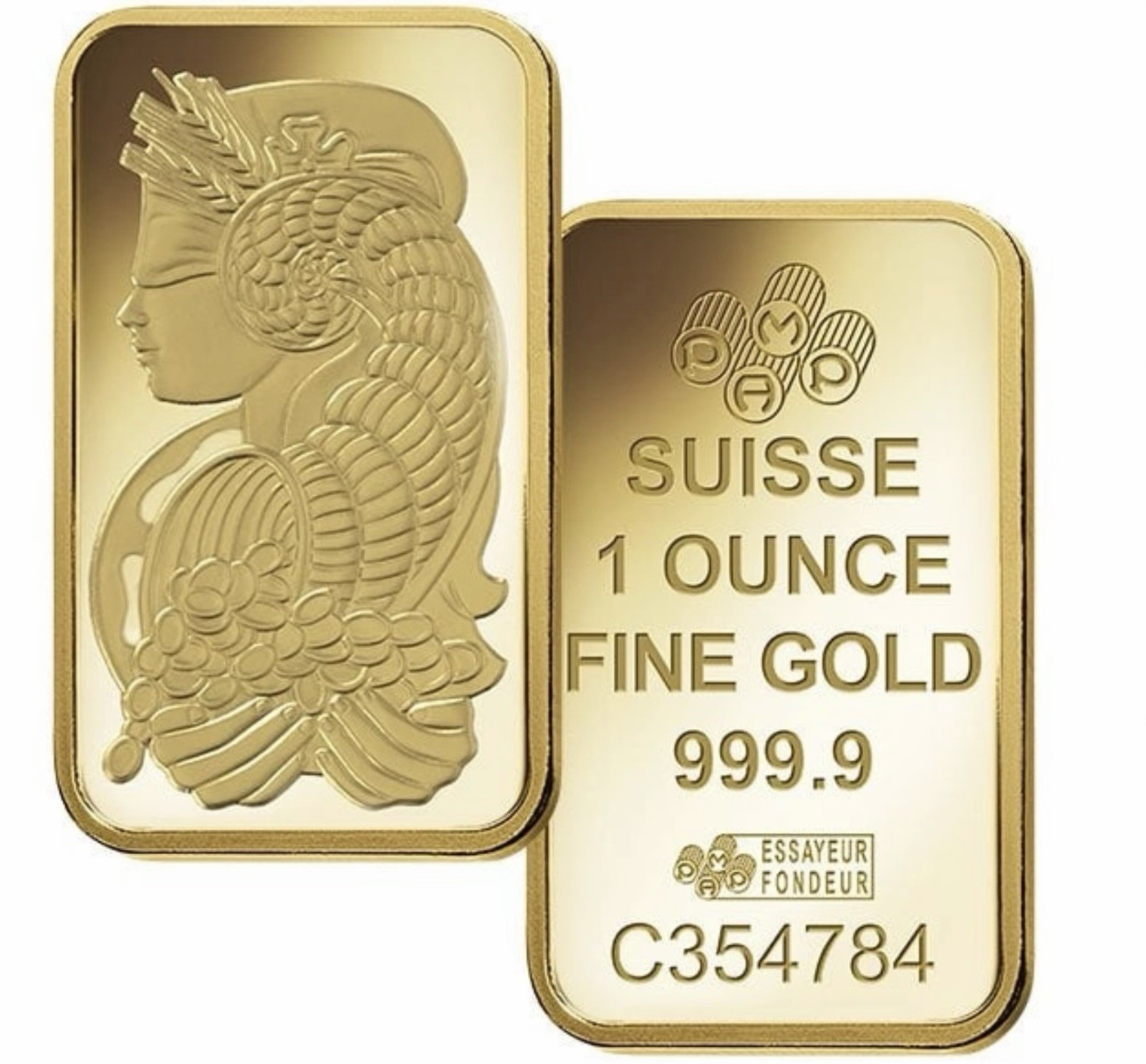 1 oz Gold Bar PAMP Suisse Lady Fortuna Veriscan (In Assay) .9999 Fine