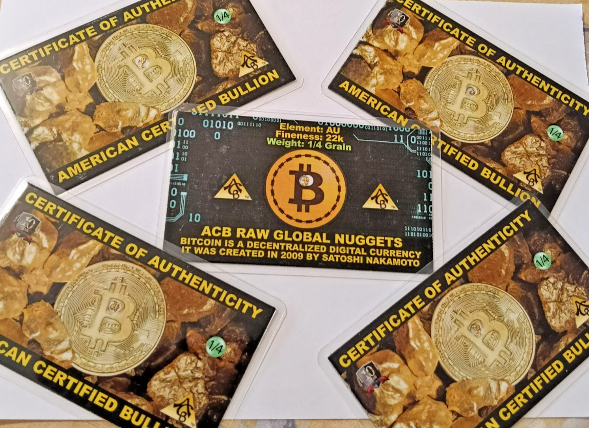0.017 Grams Gold Bitcoin Nevada Nugget investment cards