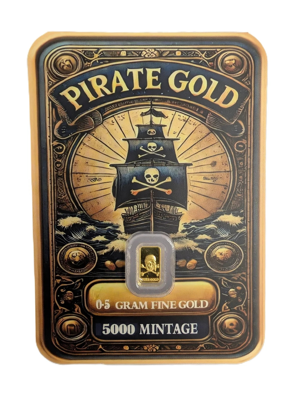 1/2 Gram Gold Bar Pirates Gold .999 In Assay. Limited Mintage of 5,000