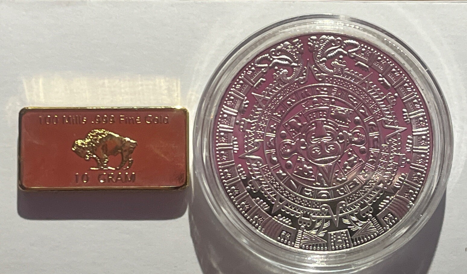 1 oz American Buffalo .999 Fine +1 Oz Mex Copper Bullion Bar Ingot, Metal Art
