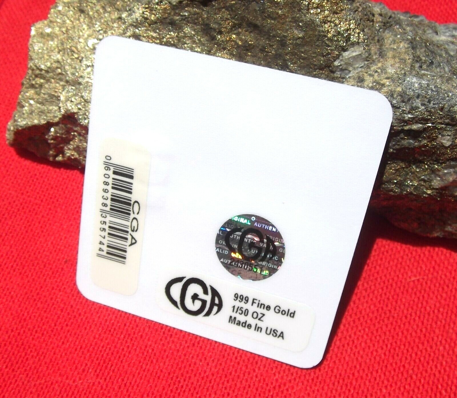 1/50 th 0Z GOLD CGA MERRY XMAS BULLION Bar in Assay IDEAL STOCKING STUFFER