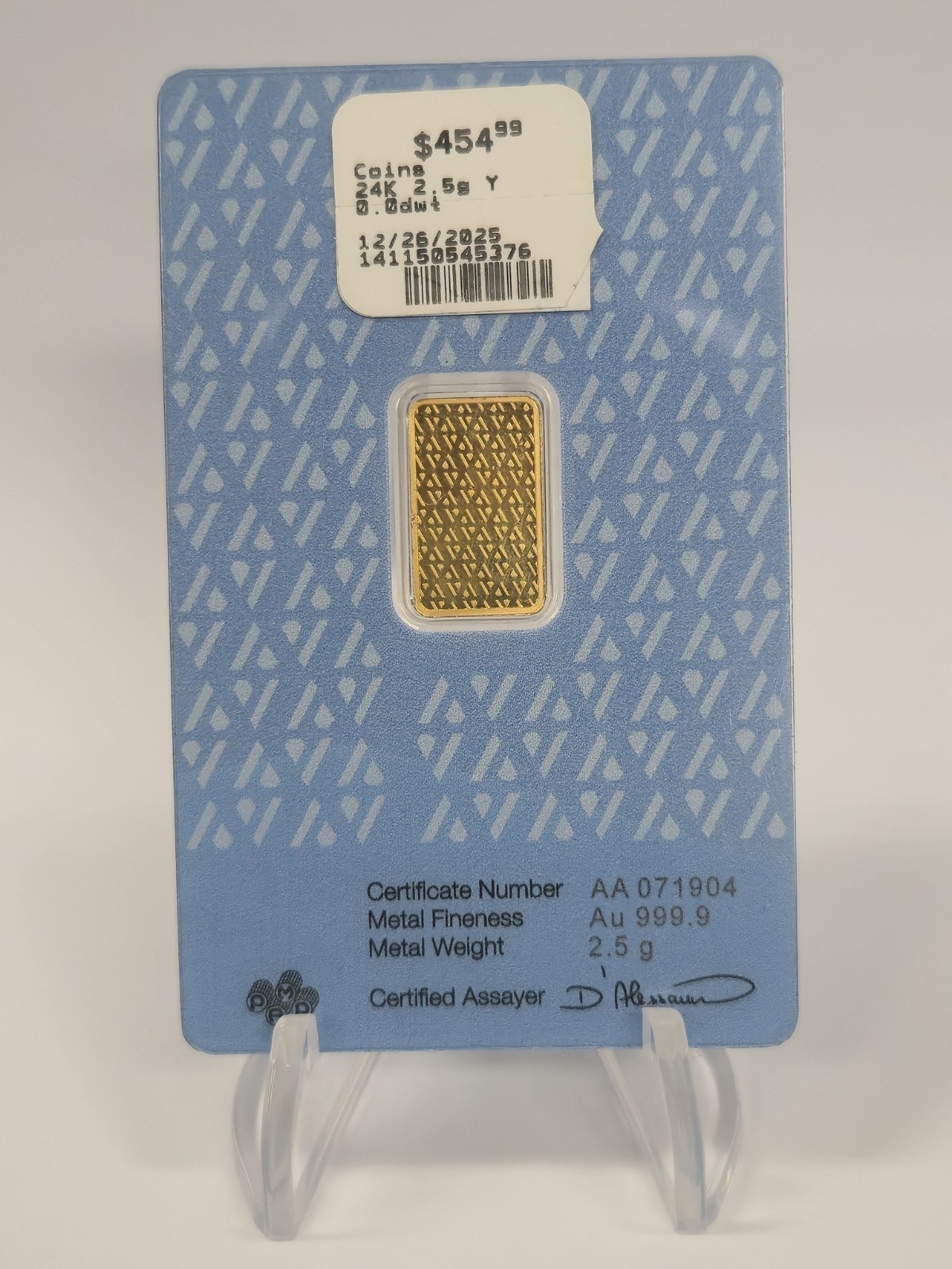 Acre 2.5g Gold Bar .9999 Fine in Assay Card Limited Edition Mint #1