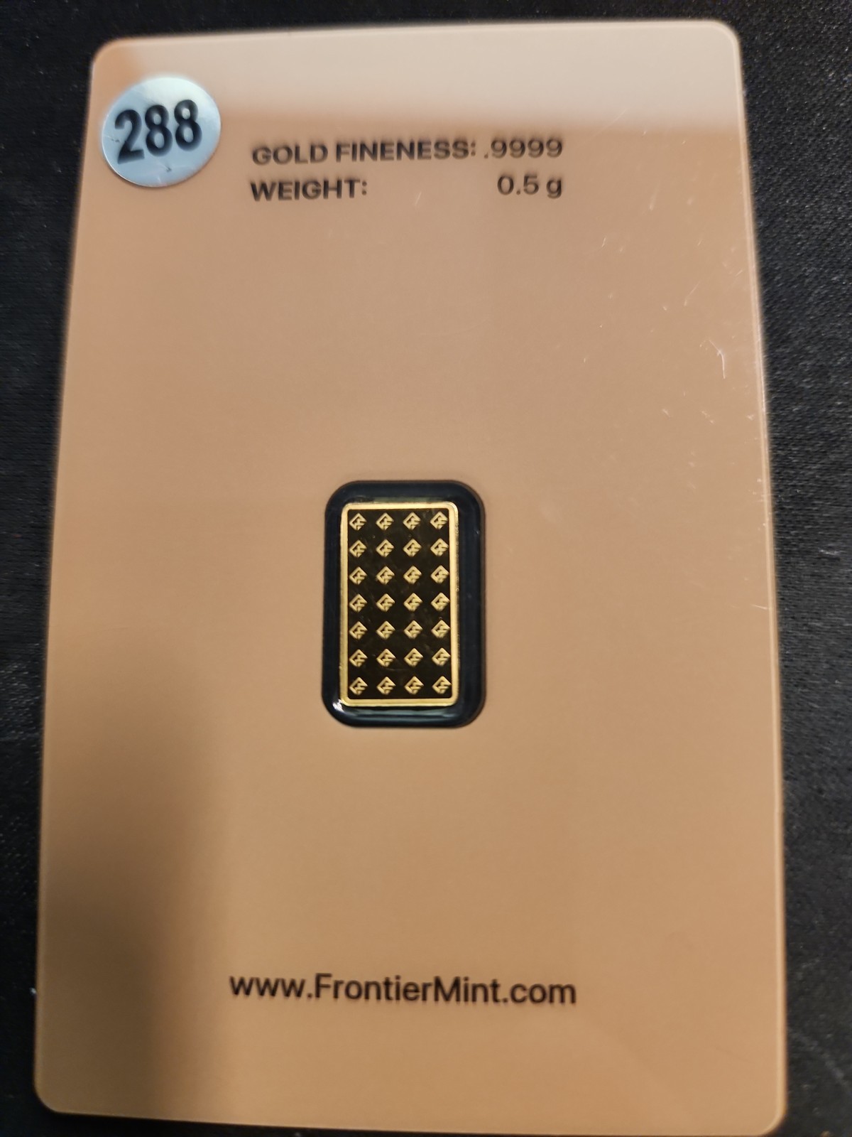 FRONTIER MINT GOLD .5 GRAM .9999 FINE SEALED 1/2 GRAM BAR IN ASSAY CARD