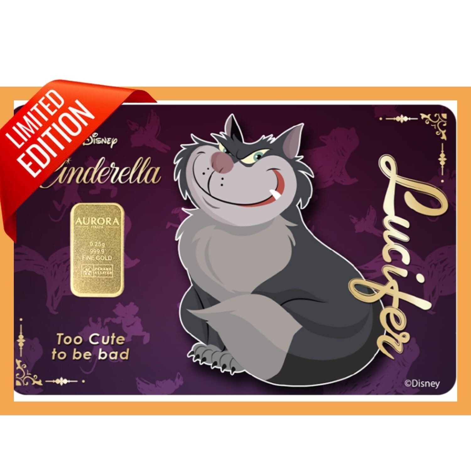 The Cinderella Lucifer Limited Edition Gold Bar 0.25gram 999.9 FreeShip