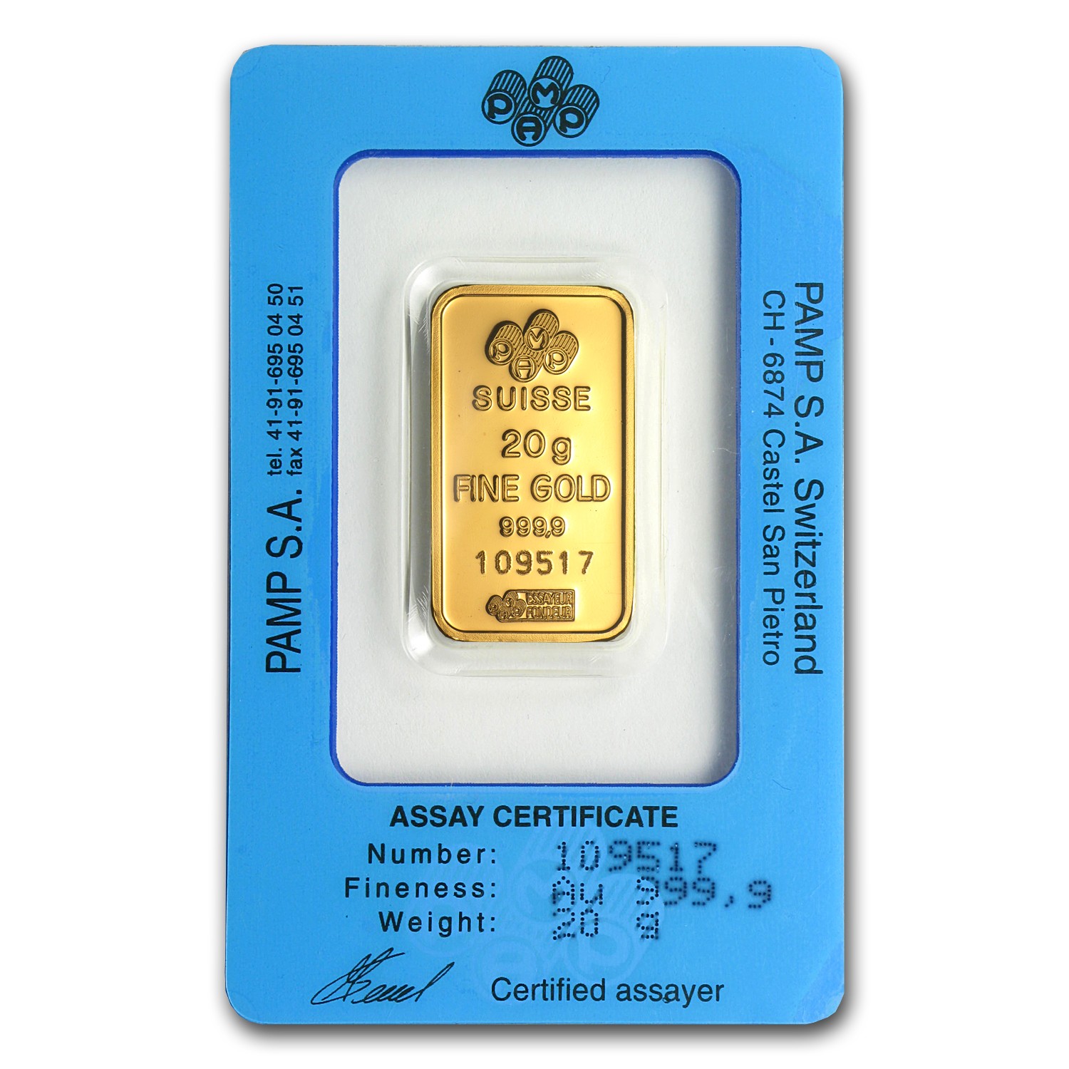 20 gram Gold Bar – Brand Name (w/Assay Card)