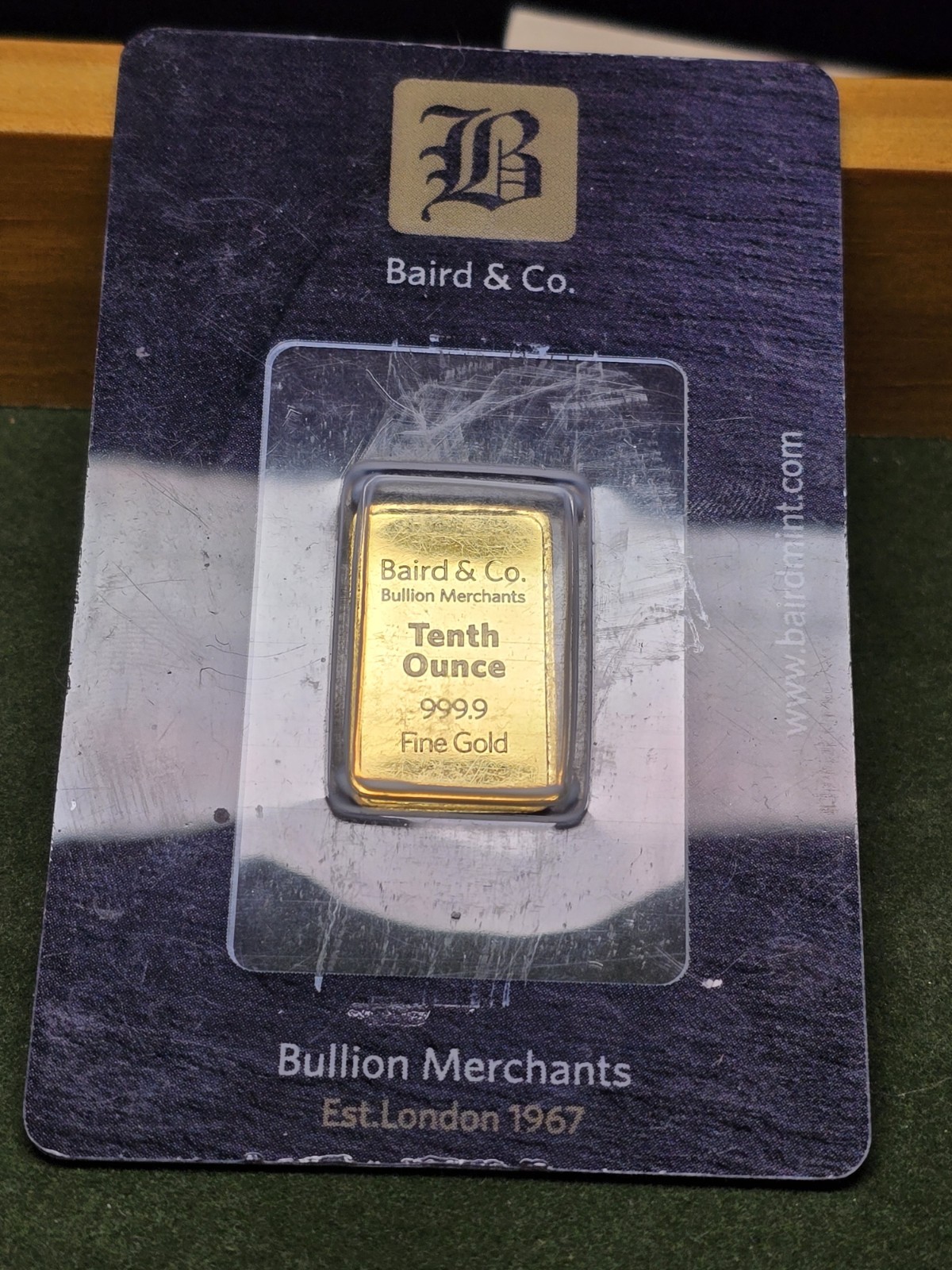 Baird & Co. Gold Bar 1/10 Tenth Ounce Sealed Assay .999