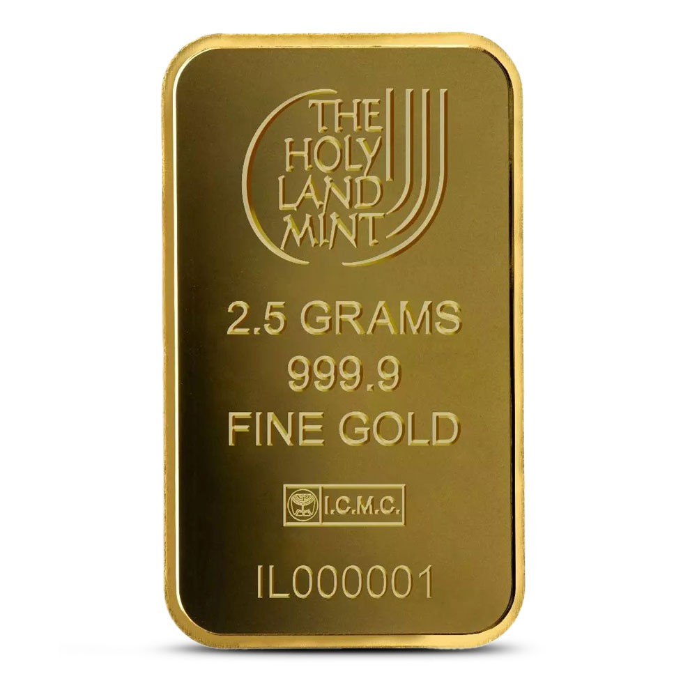 2.5 Gram The Holy Land Mint Lion of Judah Gold Bar (New w/ Assay)