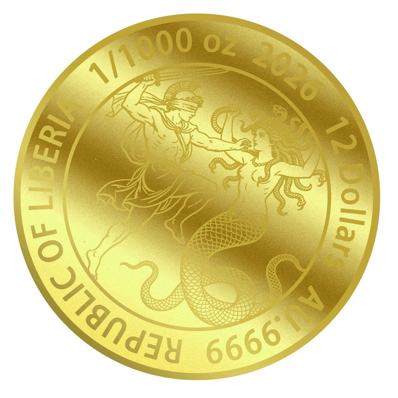 2026 Liberia Perseus 1/1000 oz Gold Coin in Card (9,999 Mintage)
