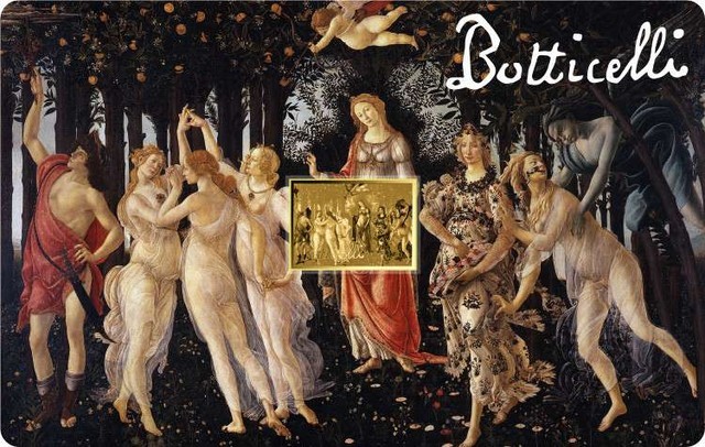Botticelli collection 1/1000 Oz .999 Gold 3 coin cards Album