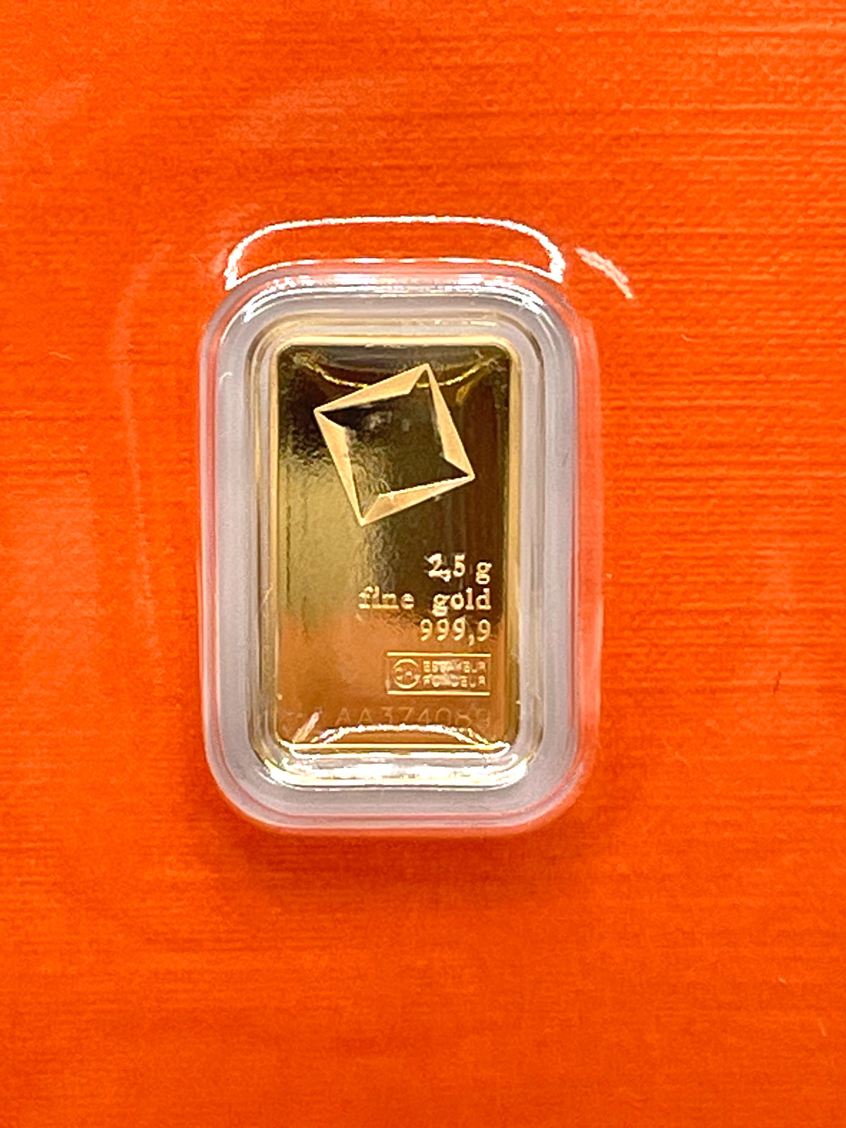 2.5 gram Gold Bar – Valcambi Suisse – 999.9 Fine in Sealed Assay