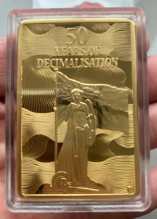 Stunning 2021 Gold Plated Proof 60mm x 40mm One Florin in protective capsule